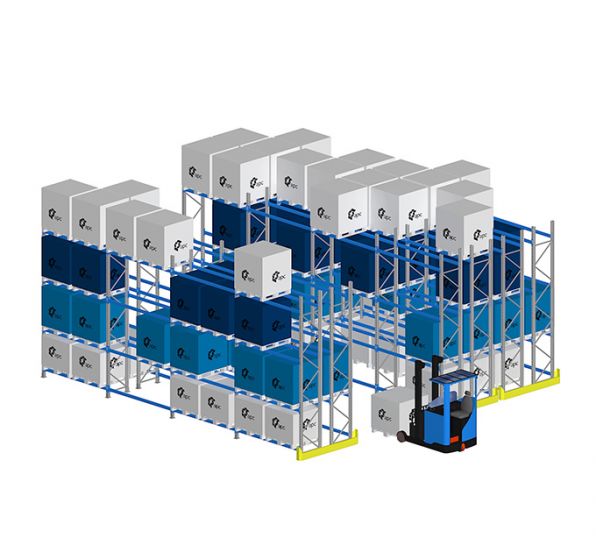 Double Deep Racking with Forklift.
